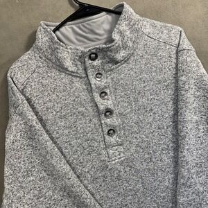 RedHead Button Mock Neck Pullover Mens 3XL Gray Marled Knit Sweater Excellent